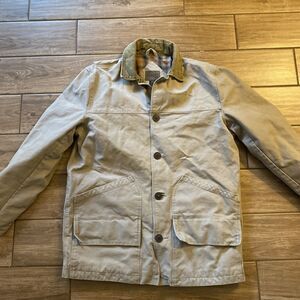 Vintage Austin Clothing Canvas Beige Hunting Plaid Lining Size Medium